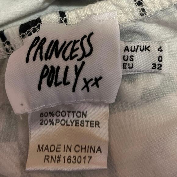 Princess Polly Latiana Black White Floral Check Halter Tie Tank Top Bra Size 0 - Picture 3 of 3